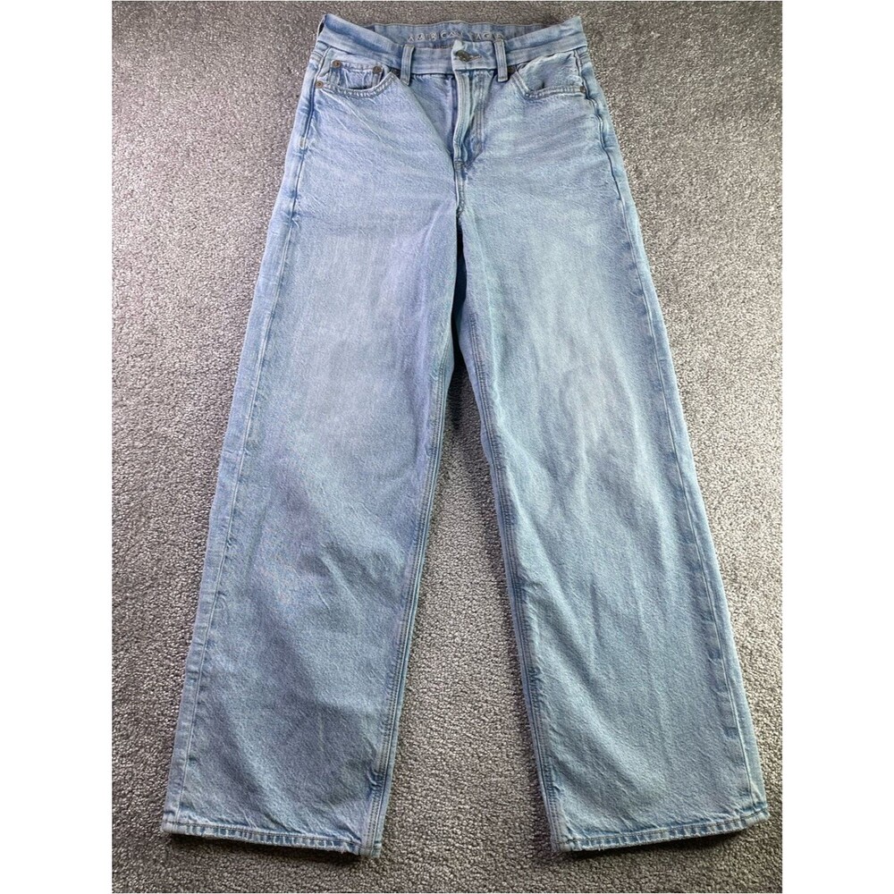 American Eagle Jeans Women’s 0 Short Curvy Super High-Waisted Baggy Straight